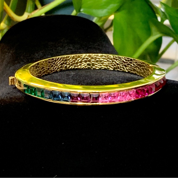 Multi-Color Austrian Crystal Bangle & Earrings Set - Picture 5 of 13